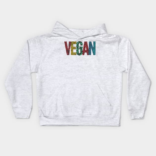 Vegan Word Art T-Shirt #2 | Bright Animal Print Letters Kids Hoodie by Sorry Frog